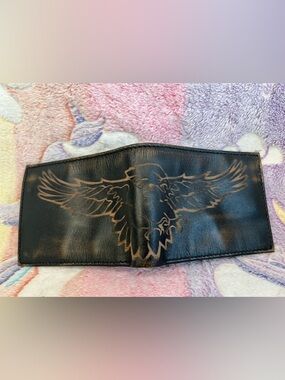 Relic Old style Black Leather Wallet with Eagle Design